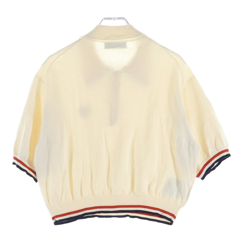 miumiu(ミュウミュウ) ロゴワッペン ケーブルニット半袖シャツ アイボリー レディース MML676 110B