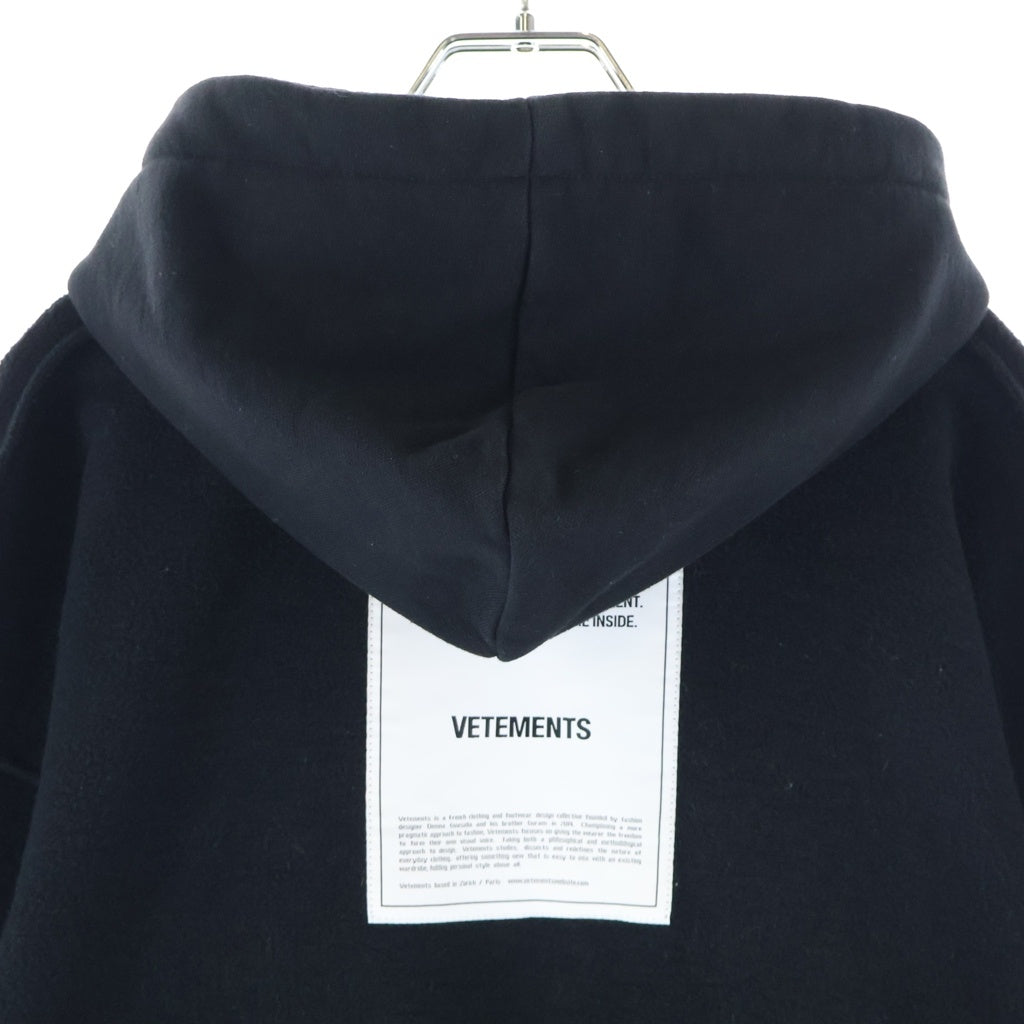 VETEMENTS(ヴェトモン) Inside Out Oversize Sweat Hoodie インサイドアウト オーバーサイズ プルオーバーパーカー フーディー ブラック WAH19TR107