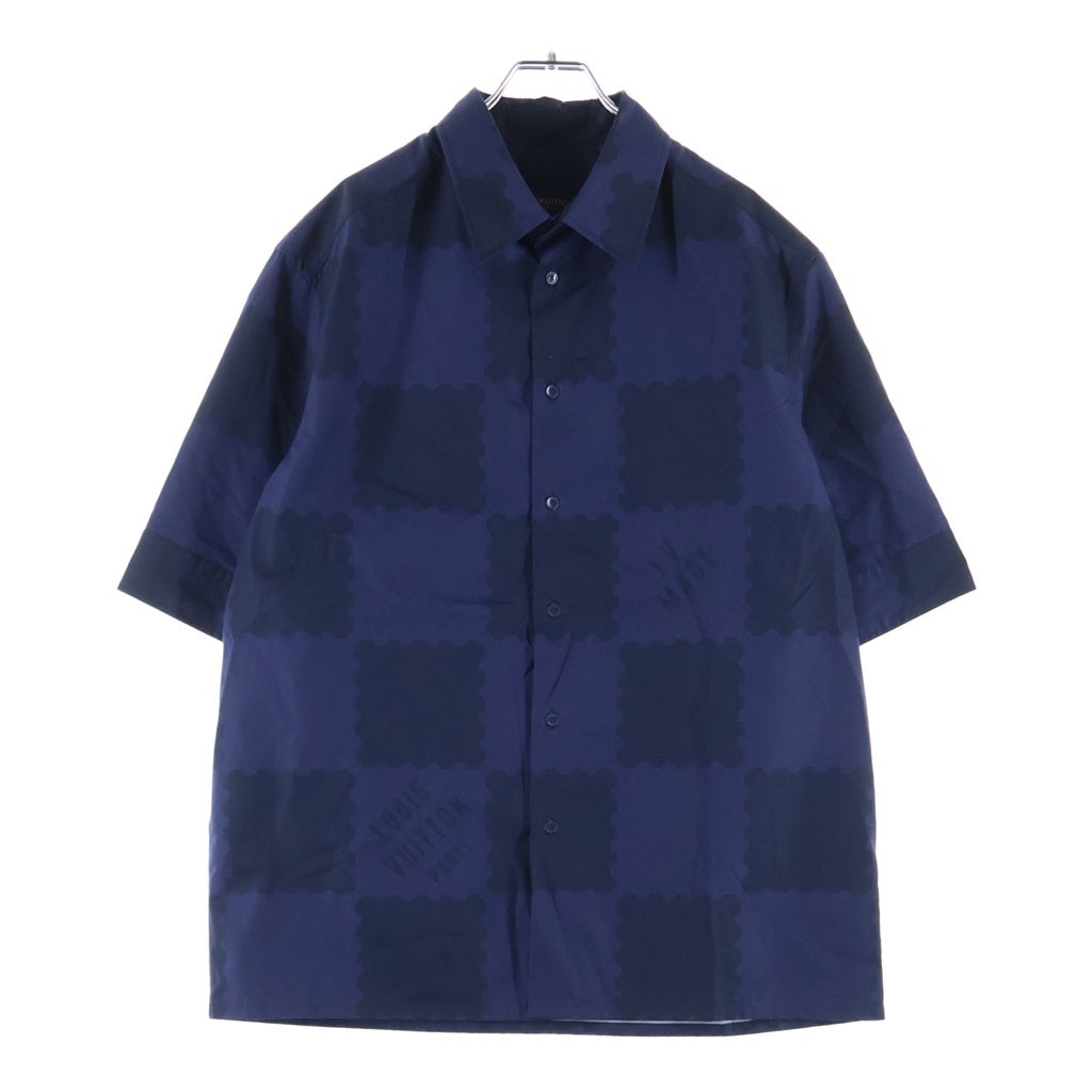 LOUIS VUITTON(ルイヴィトン) 22SS ×NIGO Damier Suit Shirt ×ニゴ ダミエ柄 半袖シャツ ネイビー RM221M JW9 HMS05W