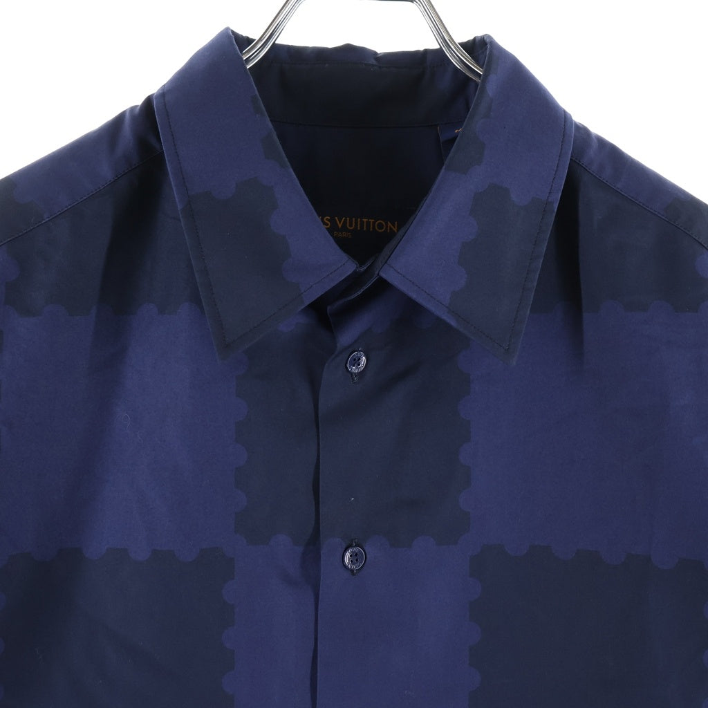 LOUIS VUITTON(ルイヴィトン) 22SS ×NIGO Damier Suit Shirt ×ニゴ ダミエ柄 半袖シャツ ネイビー RM221M JW9 HMS05W