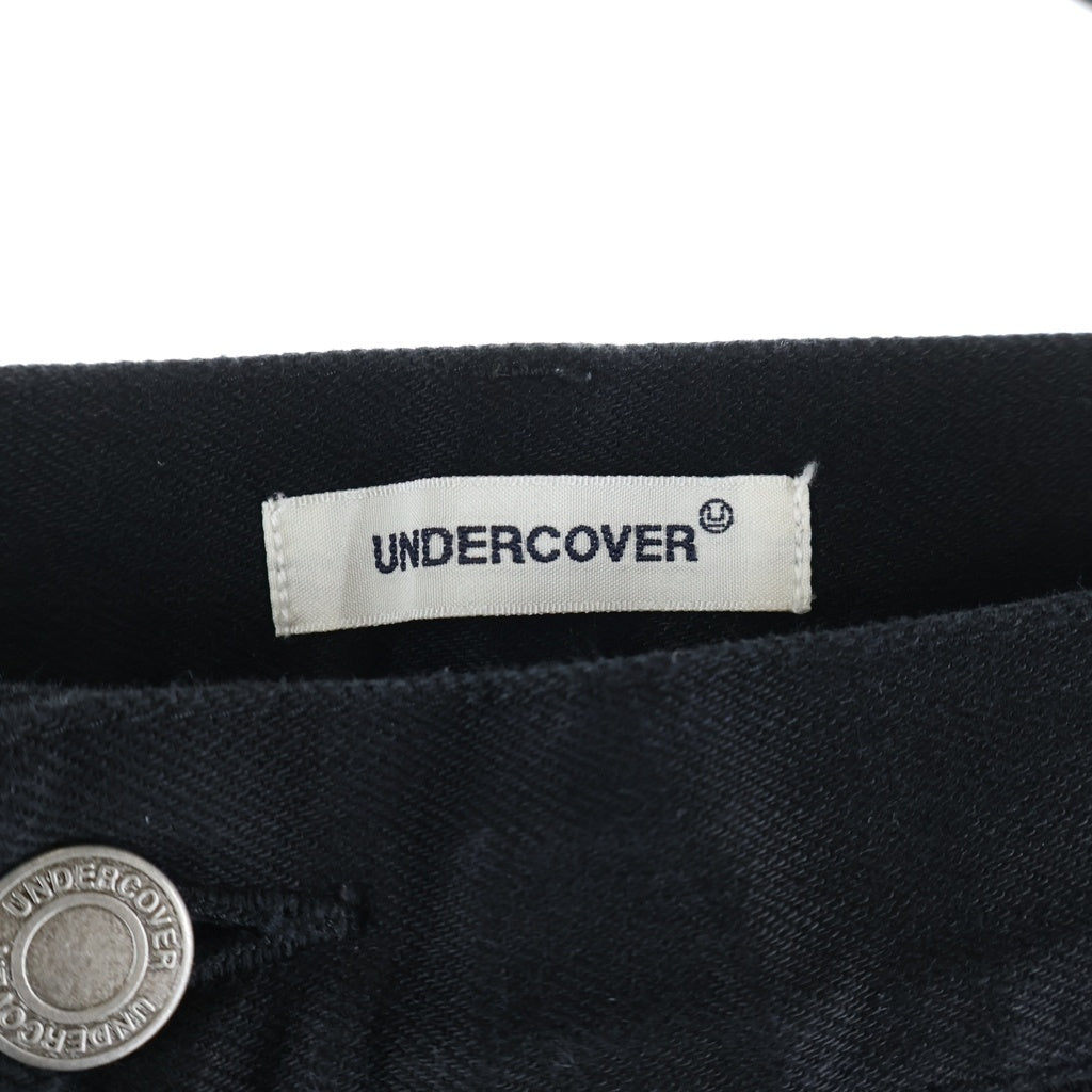 UNDERCOVER(アンダーカバー) 24AW カツラギストレッチリペアスリムパンツ ダメージ加工 コットンパンツ ブラック UP2D4502 レディース