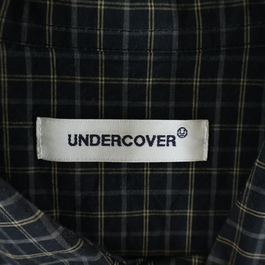 UNDERCOVER(アンダーカバー) 24SS 半袖 切り替え チェック シャツ ブラック/グレー UP1D9401
