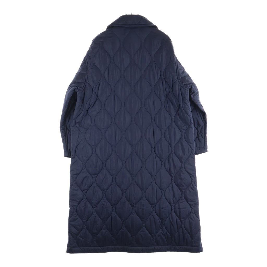 tricot COMME des GARCONS(トリコ コム デ ギャルソン) ナイロン キルティングコート 丸襟 スナップボタン ロングコート ネイビー TH-C010