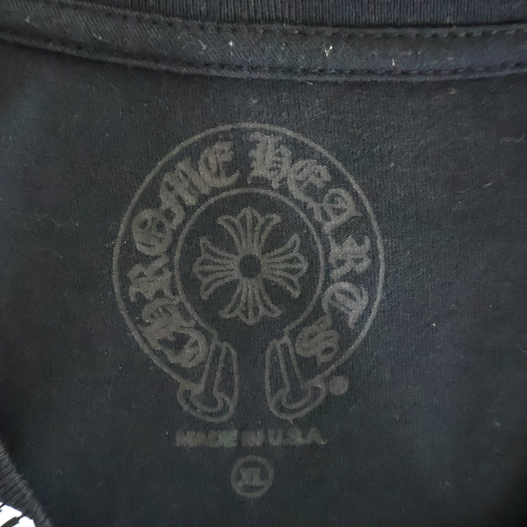 CHROME HEARTS(クロムハーツ) CH LS NECK LOGO ネックロゴプリント 袖ロゴ 長袖Tシャツ ロングスリーブカットソー ブラック