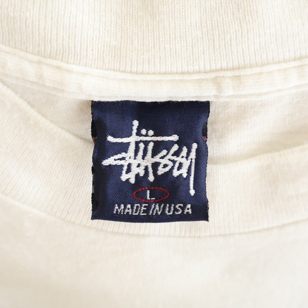 STUSSY(ステューシー) OLD フロントドラゴンプリント クルーネック半袖Tシャツ ショートスリーブカットソー ホワイト