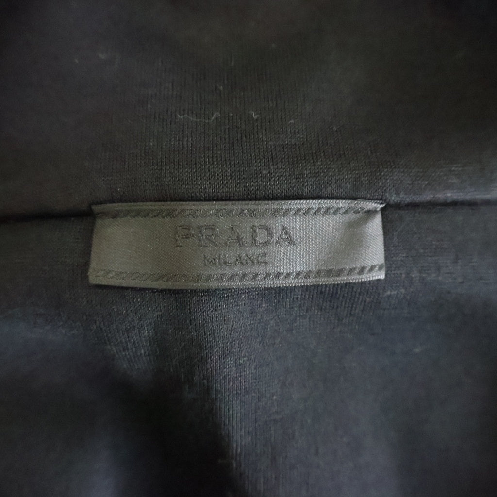 PRADA(プラダ) Re-Nylon トライアングルロゴプレート ナイロン切り替え ハーフジップ スウェット ブラック UJL20D 11JE