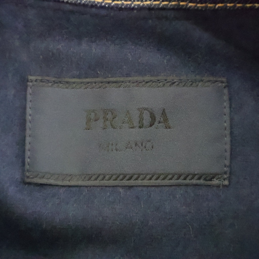 PRADA(プラダ) スウェード切り替え デニムジャケット カシミヤライニング ラムレザー Gジャン インディゴ GEB291 17YZ F0008