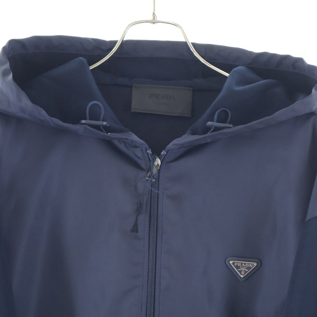 PRADA(プラダ) Re-Nylon テクニカルコットン トライアングルロゴプレート ジップアップ ブルゾン ジャケット フーディー ネイビー UJL56C S000 11JE