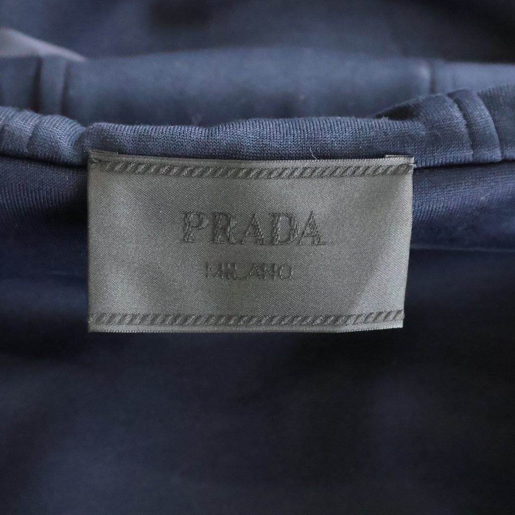 PRADA(プラダ) Re-Nylon テクニカルコットン トライアングルロゴプレート ジップアップ ブルゾン ジャケット フーディー ネイビー UJL56C S000 11JE