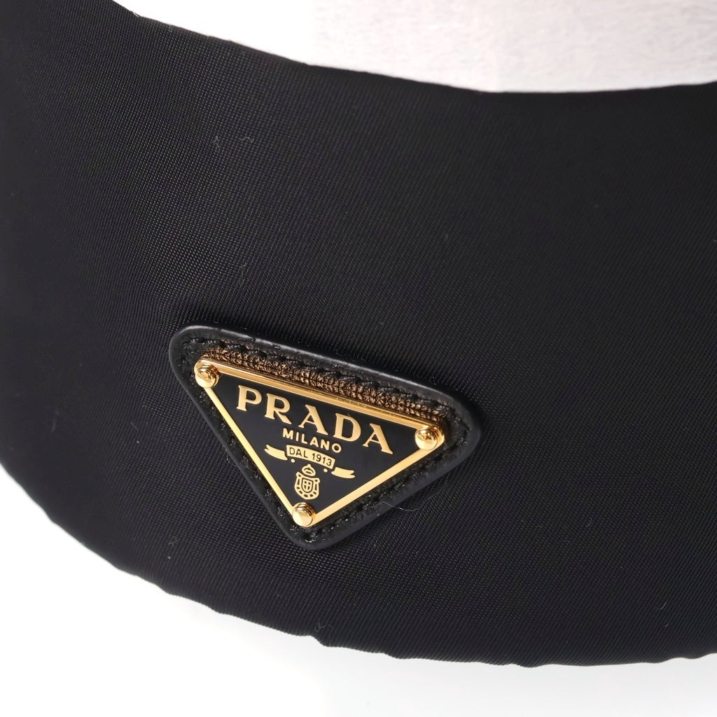 PRADA(プラダ) SECCHIELLO バケット ハンドバッグ ナイロン トライアングルロゴプレート ブラック ゴールド金具 1BE088 レディース