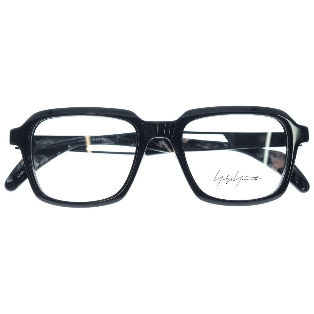 Yohji Yamamoto(ヨウジヤマモト) スクエア型 テンプルロゴ メガネ 眼鏡 アイウェア ブラック 19-0071-2