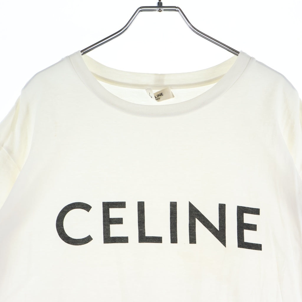 CELINE(セリーヌ) ルーズTシャツ フロントロゴ 半袖クルーネックカットソー ホワイト 2X681671Q