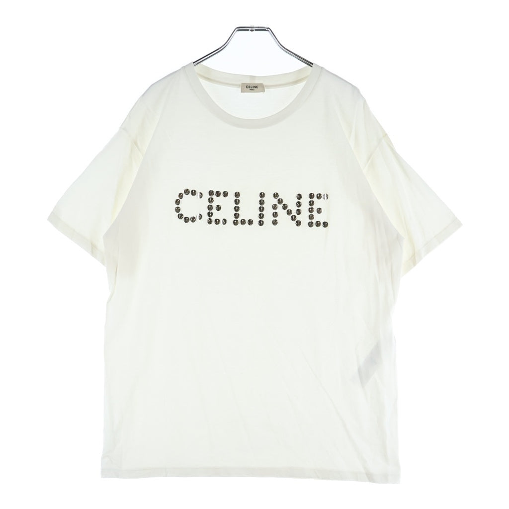 CELINE(セリーヌ) 22SS フロントロゴスタッズ クルーネック 半袖Tシャツ ホワイト 2X50C671Q