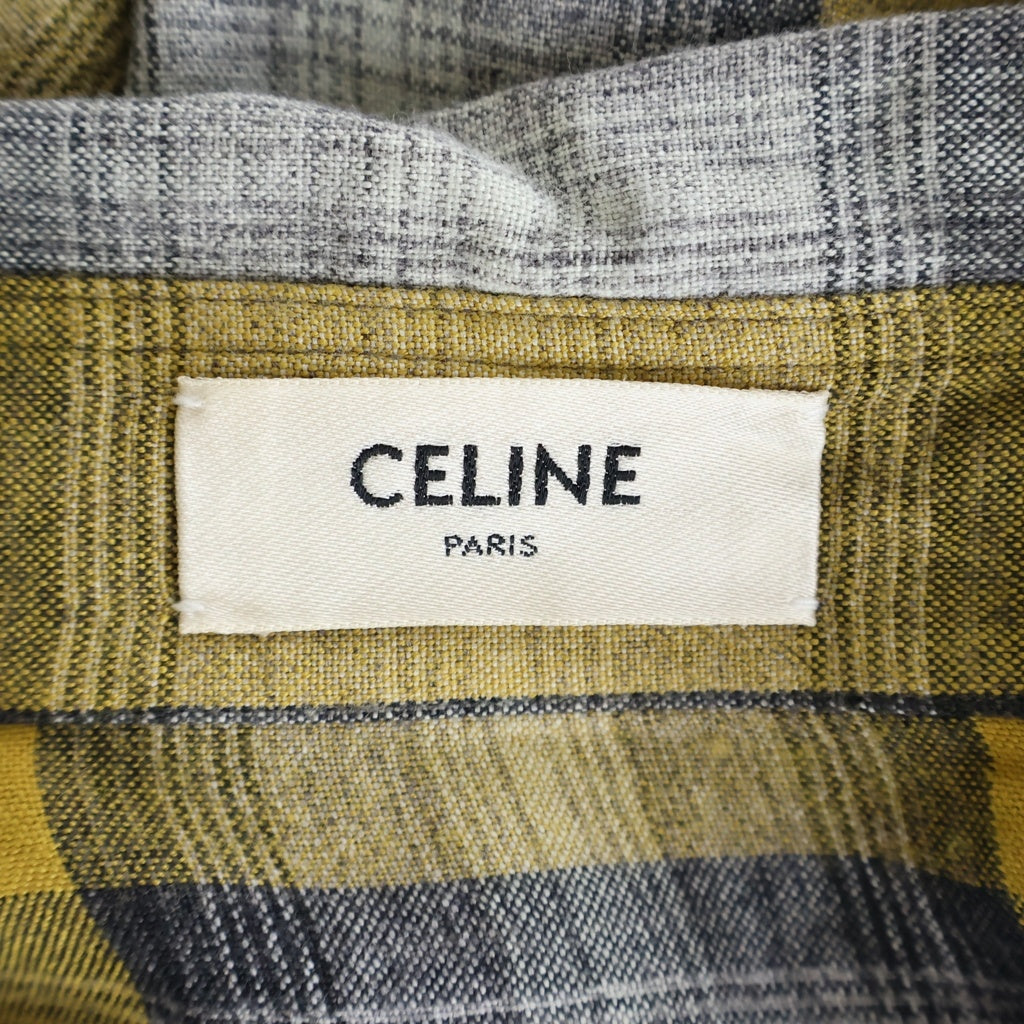 CELINE(セリーヌ) 21SS グラデーションチェック レーヨンルーズロングスリーブ 長袖シャツイエロー 2C486398M