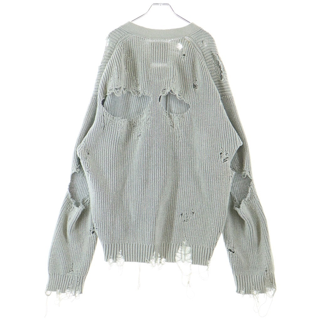 MAISON MIHARAYASUHIRO(メゾンミハラヤスヒロ) 24SS Bleached Knit Cardigan ブリーチニットカーディガン ダメージ加工 グレー J12CD501