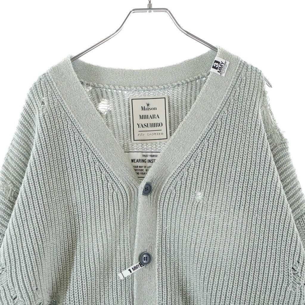 MAISON MIHARAYASUHIRO(メゾンミハラヤスヒロ) 24SS Bleached Knit Cardigan ブリーチニットカーディガン ダメージ加工 グレー J12CD501