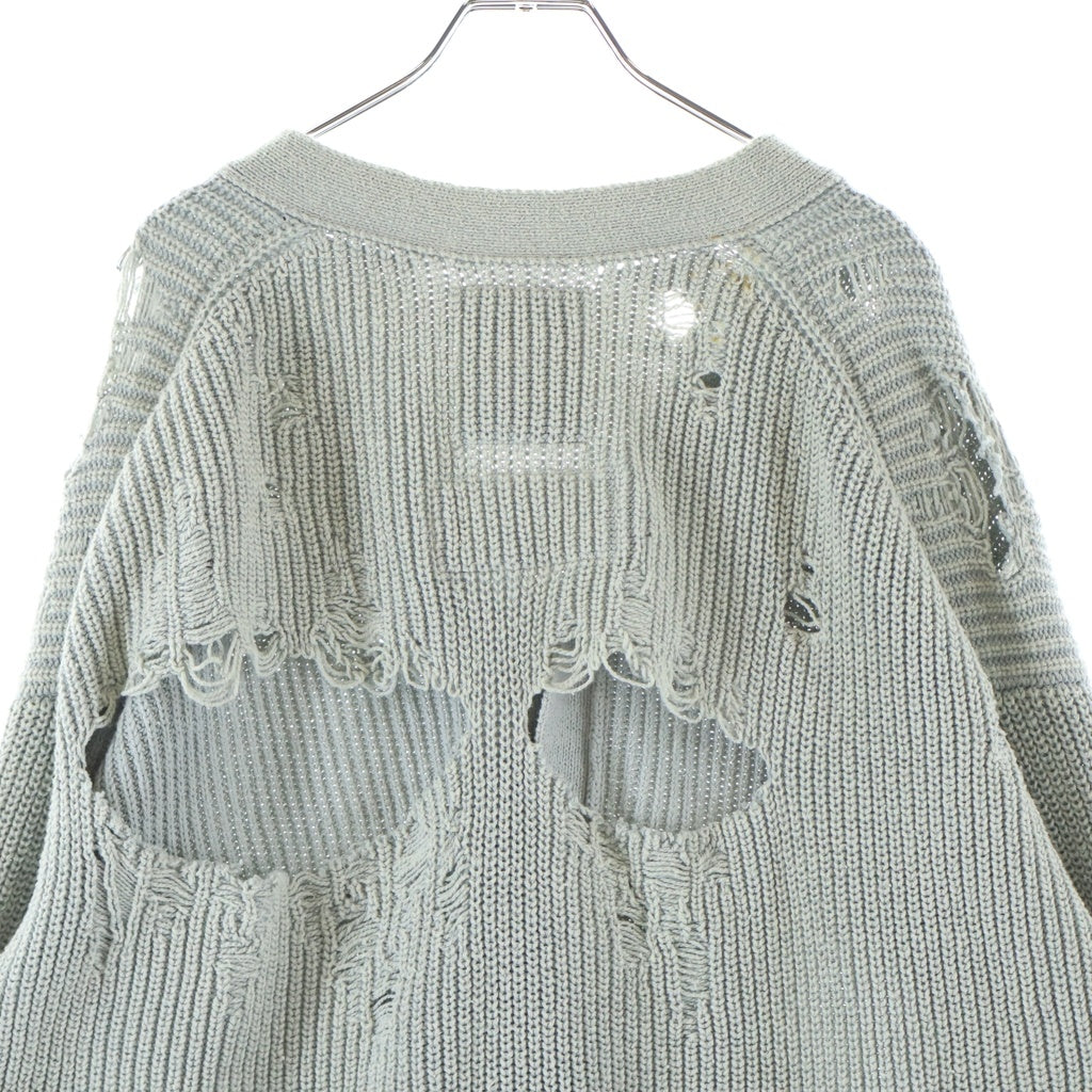 MAISON MIHARAYASUHIRO(メゾンミハラヤスヒロ) 24SS Bleached Knit Cardigan ブリーチニットカーディガン ダメージ加工 グレー J12CD501