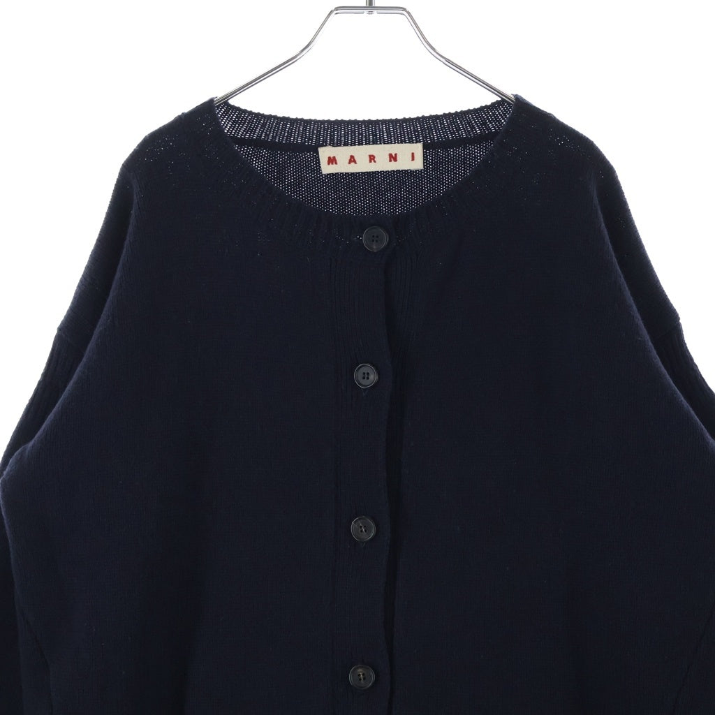 MARNI(マルニ) 24AW キモノスリーブ スリット ロゴニットカーディガン ネイビー レディース CDMD0309Q1