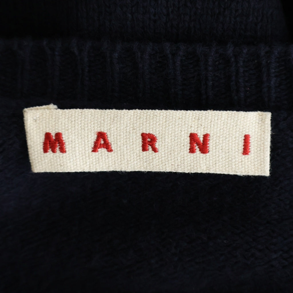 MARNI(マルニ) 24AW キモノスリーブ スリット ロゴニットカーディガン ネイビー レディース CDMD0309Q1