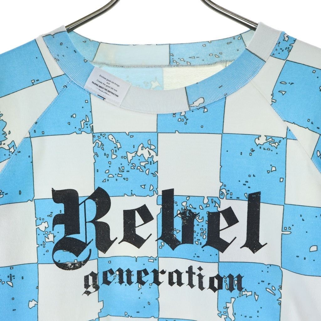 TALKING ABOUT THE ABSTRACTION(トーキング アバウト ザ アブストラクション) CHECKERED FLAG RAGLAN SWEAT 長袖 クルーネック スウェット ブルー 2526AW-LS-001C