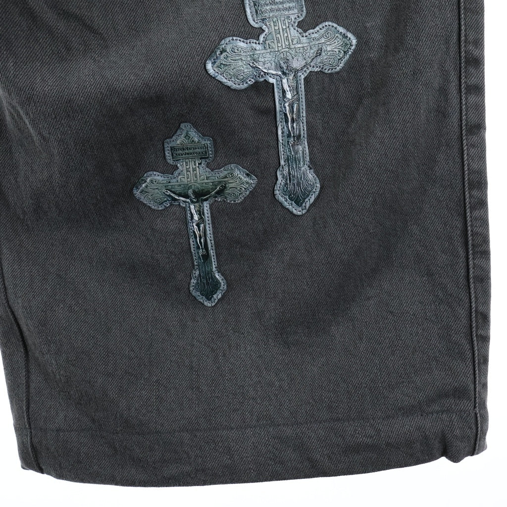 TALKING ABOUT THE ABSTRACTION(トーキング アバウト ザ アブストラクション) 3D CROSS ワイドデニム ジーンズ ブラックデニム 2526AW-PT-003