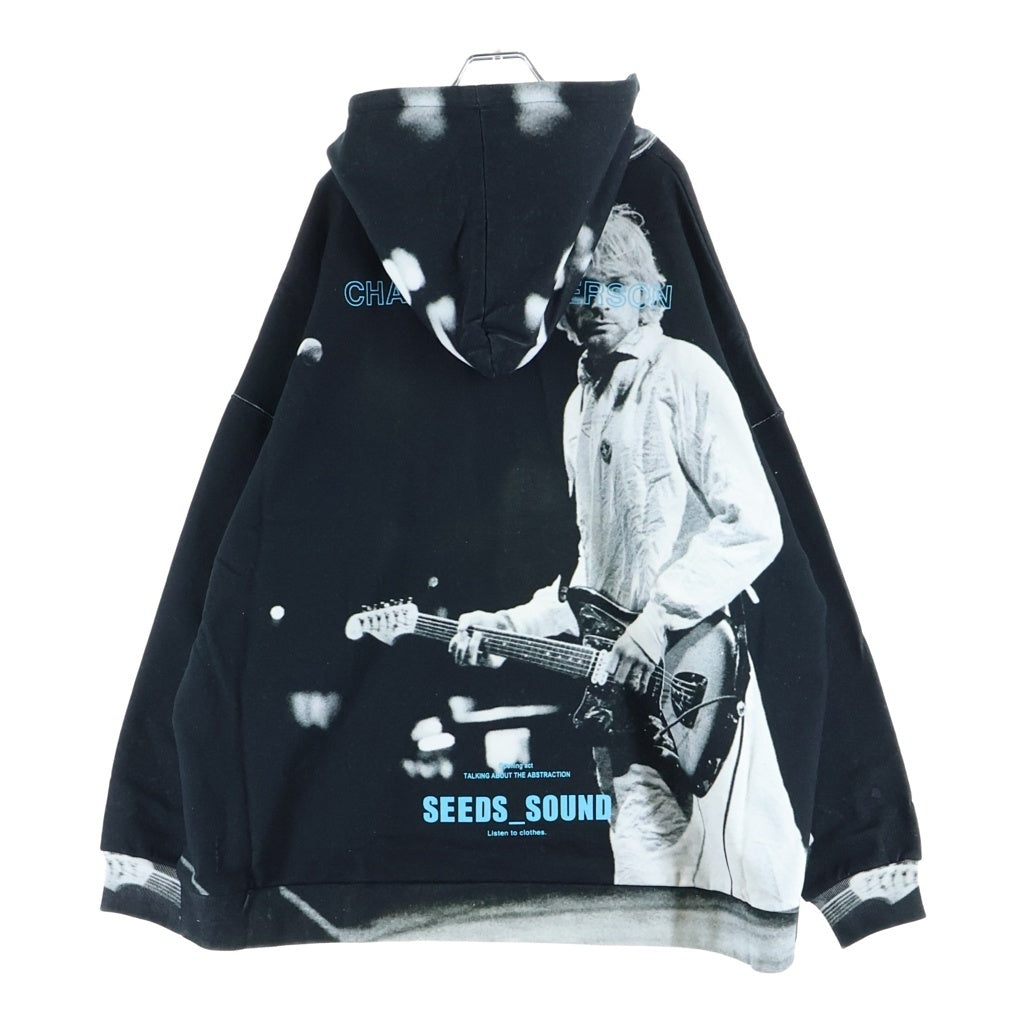TALKING ABOUT THE ABSTRACTION(トーキング アバウト ザ アブストラクション) Chalse Photo Hoodie フォト総柄プリント プルオーバーパーカー ブラック SS-PPK-001B