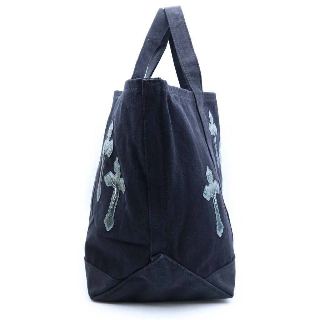 TALKING ABOUT THE ABSTRACTION(トーキング アバウト ザ アブストラクション) 3D CROSS TOTE クロスパッチ コットン トートバッグ ブラック 2526AW-AC-008