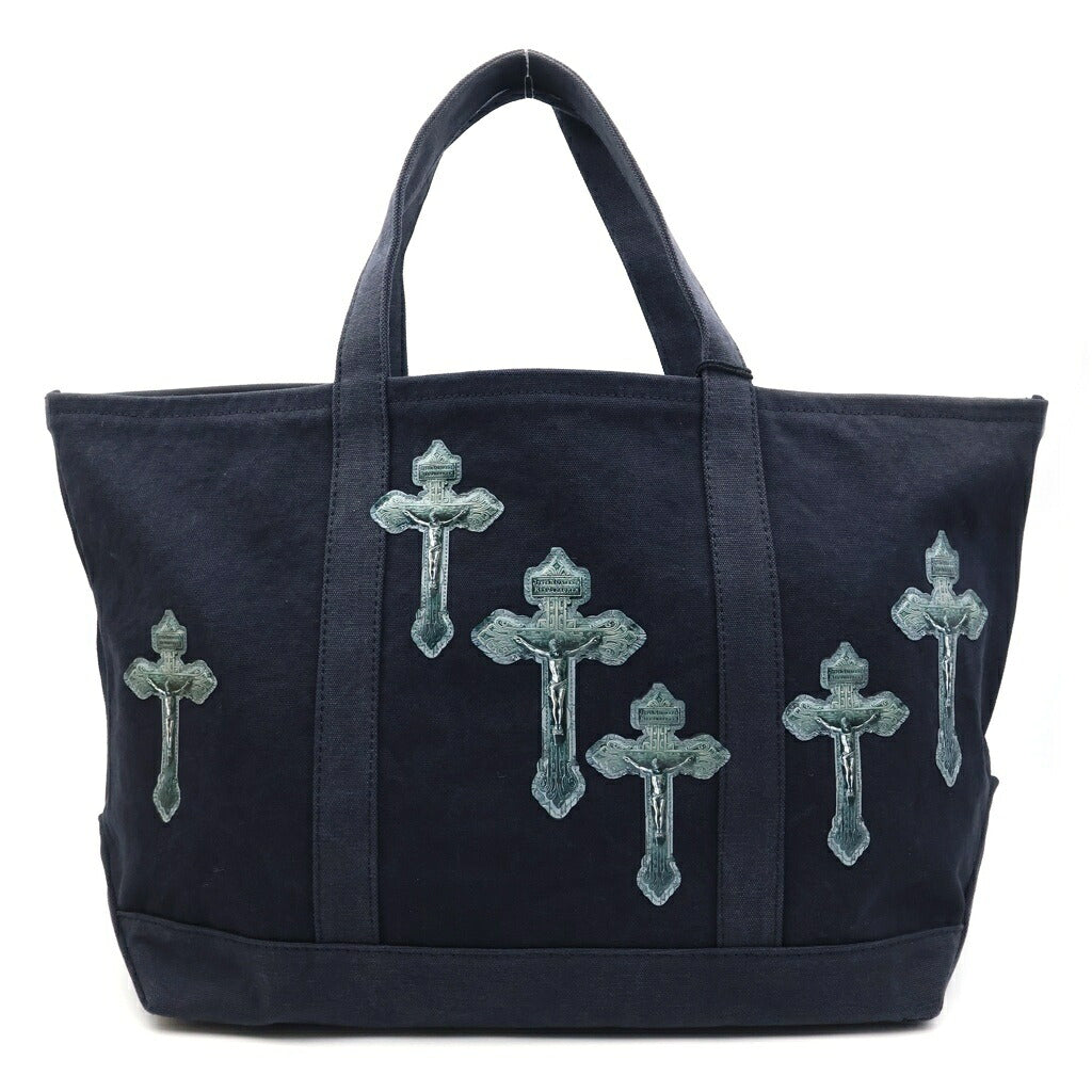 TALKING ABOUT THE ABSTRACTION(トーキング アバウト ザ アブストラクション) 3D CROSS TOTE クロスパッチ コットン トートバッグ ブラック 2526AW-AC-008