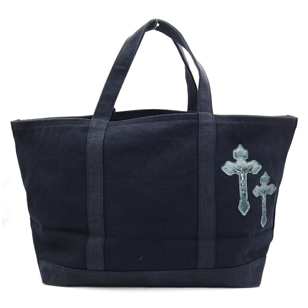 TALKING ABOUT THE ABSTRACTION(トーキング アバウト ザ アブストラクション) 3D CROSS TOTE クロスパッチ コットン トートバッグ ブラック 2526AW-AC-008