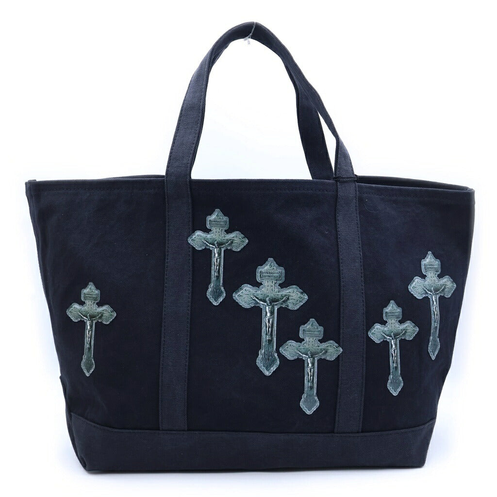 TALKING ABOUT THE ABSTRACTION(トーキング アバウト ザ アブストラクション) 3D CROSS TOTE クロスパッチ コットン トートバッグ ブラック 2526AW-AC-008