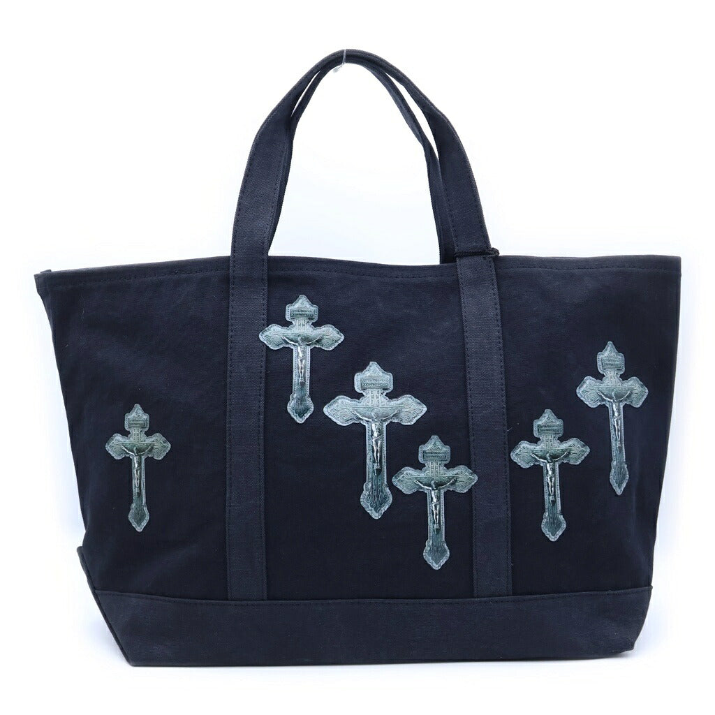 TALKING ABOUT THE ABSTRACTION(トーキング アバウト ザ アブストラクション) 3D CROSS TOTE クロスパッチ コットン トートバッグ ブラック 2526AW-AC-008