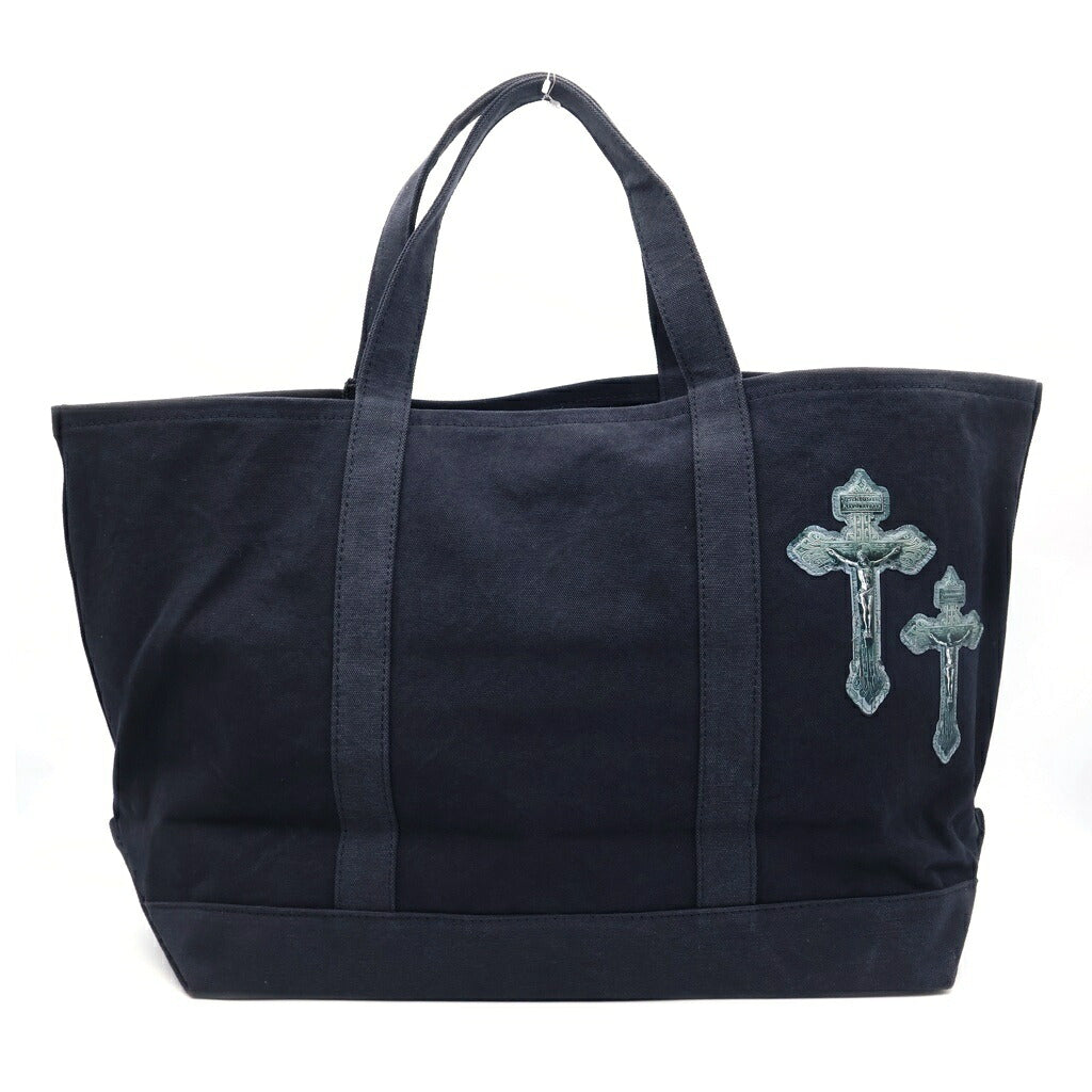 TALKING ABOUT THE ABSTRACTION(トーキング アバウト ザ アブストラクション) 3D CROSS TOTE クロスパッチ コットン トートバッグ ブラック 2526AW-AC-008