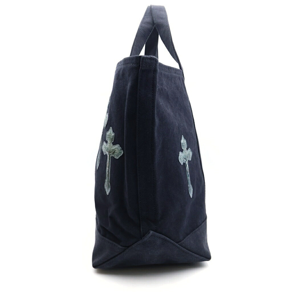 TALKING ABOUT THE ABSTRACTION(トーキング アバウト ザ アブストラクション) 3D CROSS TOTE クロスパッチ コットン トートバッグ ブラック 2526AW-AC-008