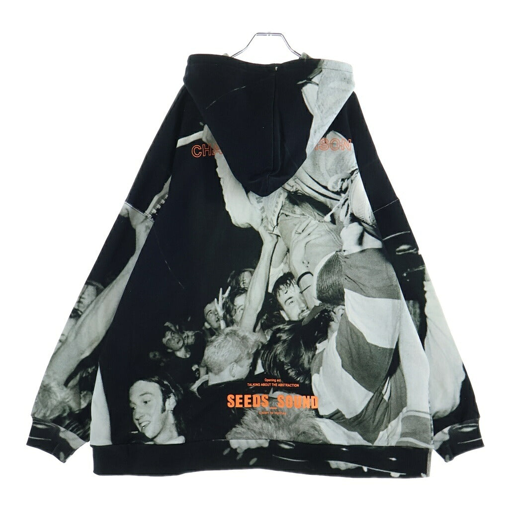 TALKING ABOUT THE ABSTRACTION(トーキング アバウト ザ アブストラクション) Chalse Photo Hoodie フォト総柄プリント プルオーバーパーカー ブラック SS-PPK-001C