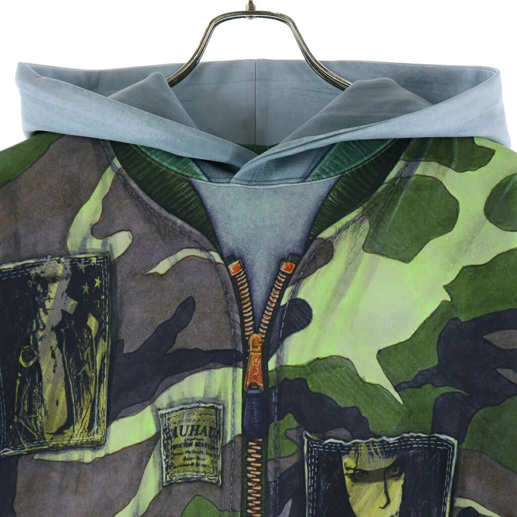TALKING ABOUT THE ABSTRACTION(トーキング アバウト ザ アブストラクション) RAF MA-1 BOMBER JACKET PRINTED 総柄プリント プルオーバーパーカー グリーン NPT-DP-001