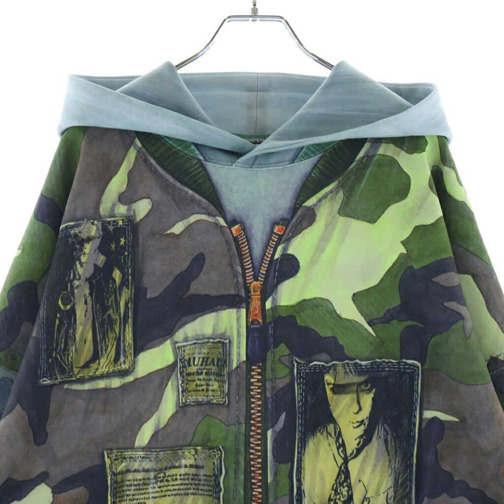 TALKING ABOUT THE ABSTRACTION(トーキング アバウト ザ アブストラクション) RAF MA-1 BOMBER JACKET PRINTED 総柄プリント プルオーバーパーカー グリーン NPT-DP-001