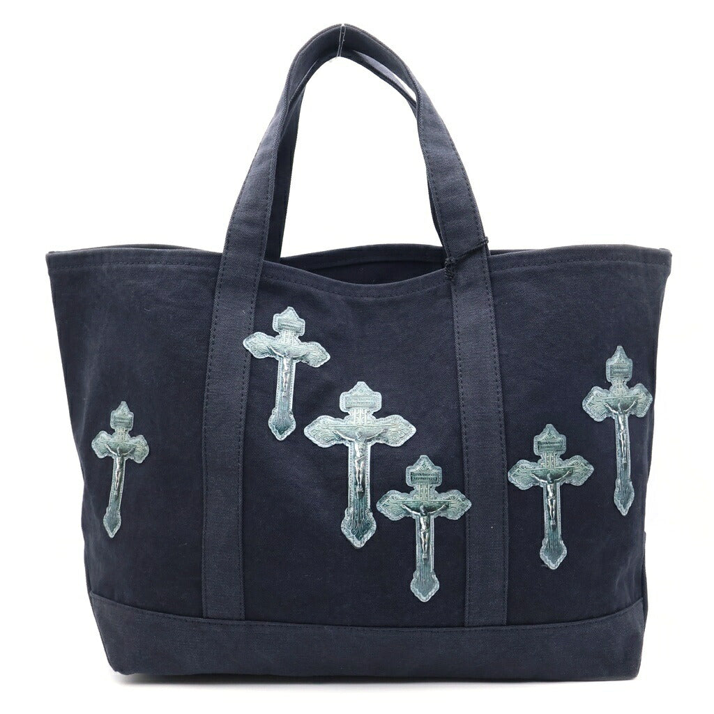 TALKING ABOUT THE ABSTRACTION(トーキング アバウト ザ アブストラクション) 3D CROSS TOTE クロスパッチ コットン トートバッグ ブラック 2526AW-AC-008