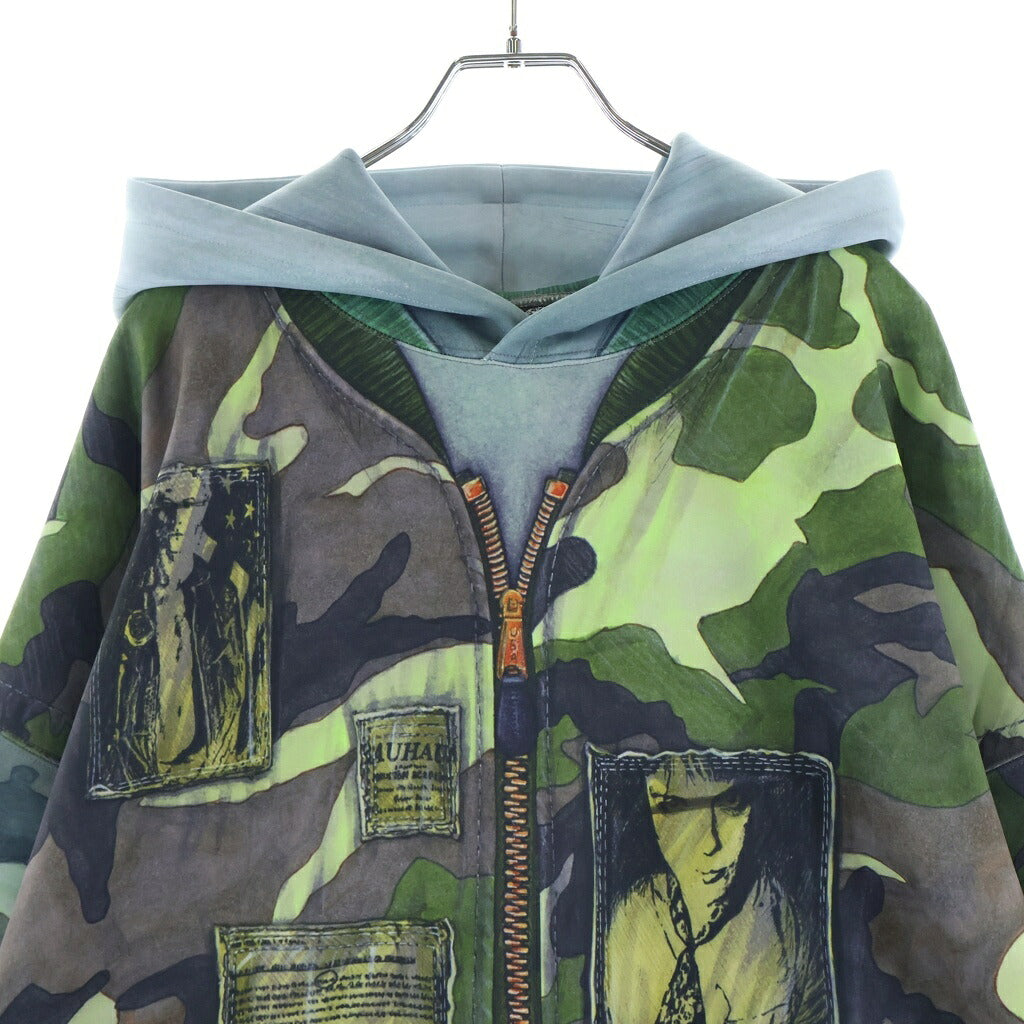 TALKING ABOUT THE ABSTRACTION(トーキング アバウト ザ アブストラクション) RAF MA-1 BOMBER JACKET PRINTED 総柄プリント プルオーバーパーカー グリーン NPT-DP-001
