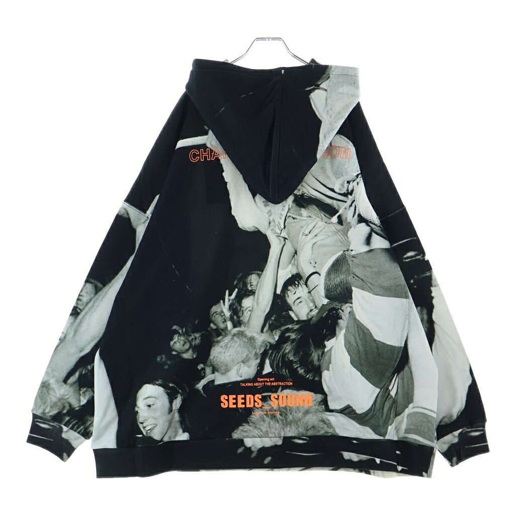 TALKING ABOUT THE ABSTRACTION(トーキング アバウト ザ アブストラクション) Chalse Photo Hoodie フォト総柄プリント プルオーバーパーカー ブラック SS-PPK-001C