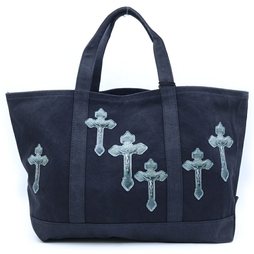 TALKING ABOUT THE ABSTRACTION(トーキング アバウト ザ アブストラクション) 3D CROSS TOTE クロスパッチ コットン トートバッグ ブラック 2526AW-AC-008