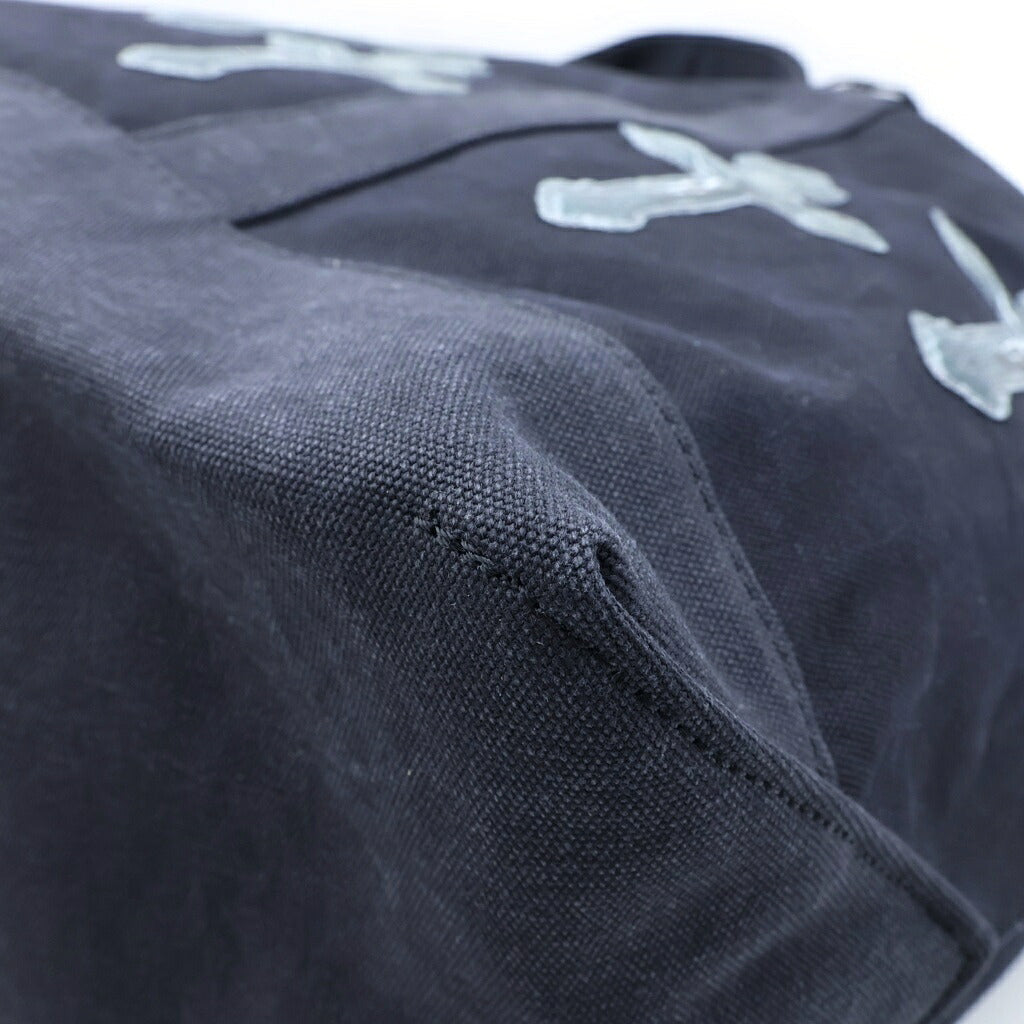 TALKING ABOUT THE ABSTRACTION(トーキング アバウト ザ アブストラクション) 3D CROSS TOTE クロスパッチ コットン トートバッグ ブラック 2526AW-AC-008