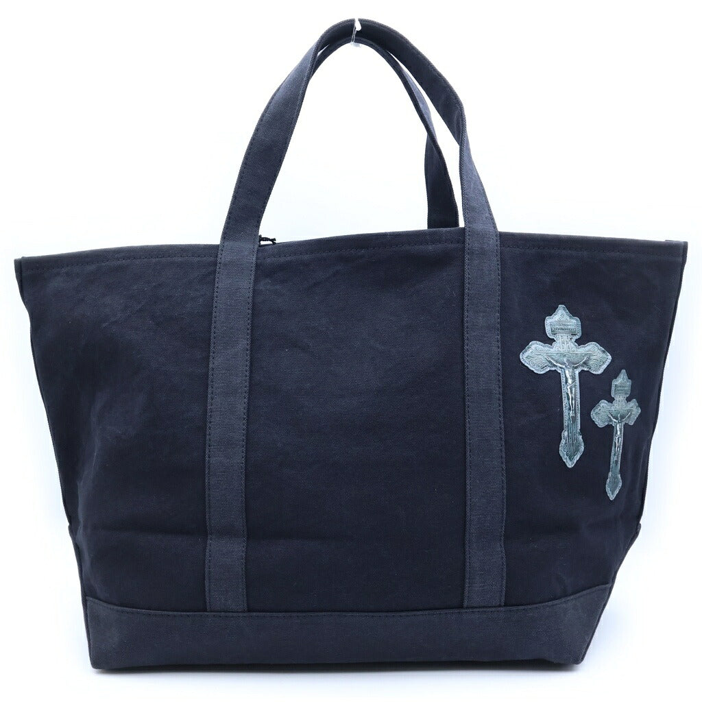 TALKING ABOUT THE ABSTRACTION(トーキング アバウト ザ アブストラクション) 3D CROSS TOTE クロスパッチ コットン トートバッグ ブラック 2526AW-AC-008