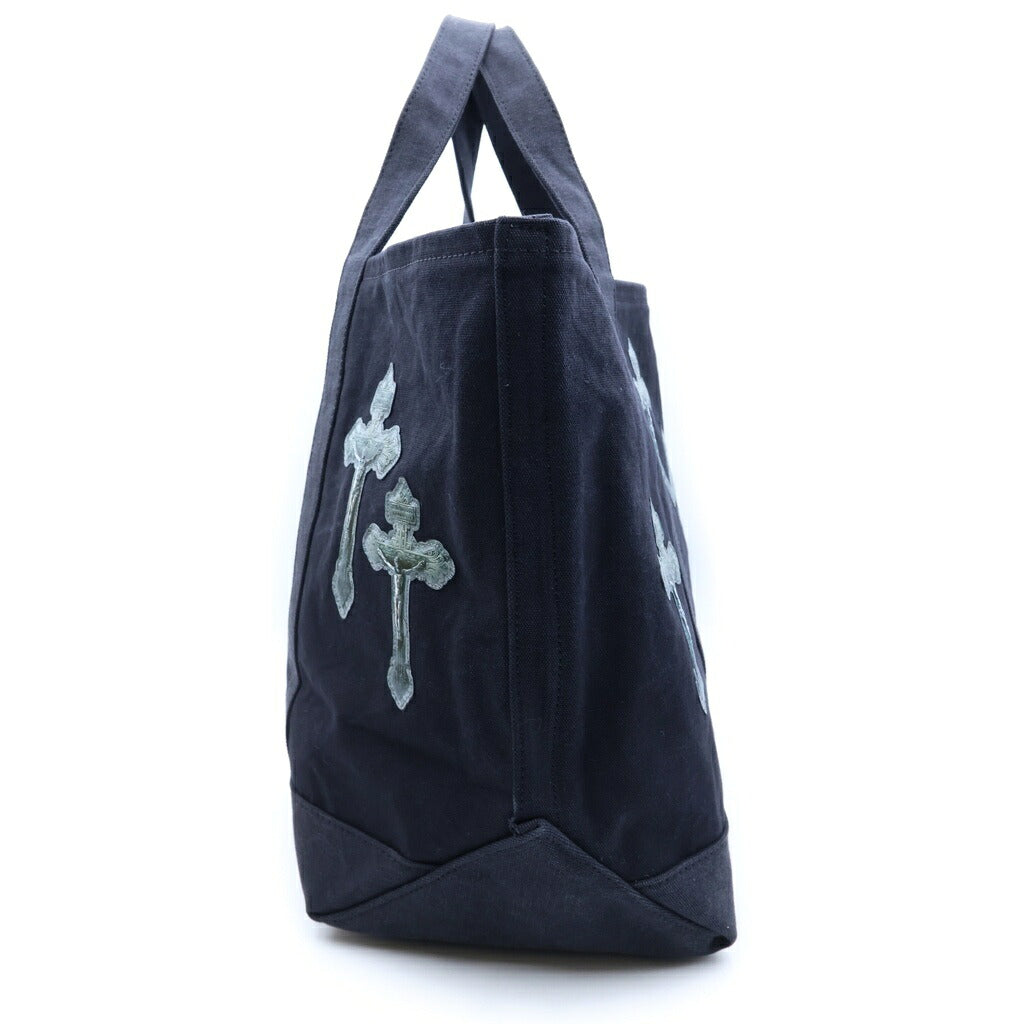 TALKING ABOUT THE ABSTRACTION(トーキング アバウト ザ アブストラクション) 3D CROSS TOTE クロスパッチ コットン トートバッグ ブラック 2526AW-AC-008
