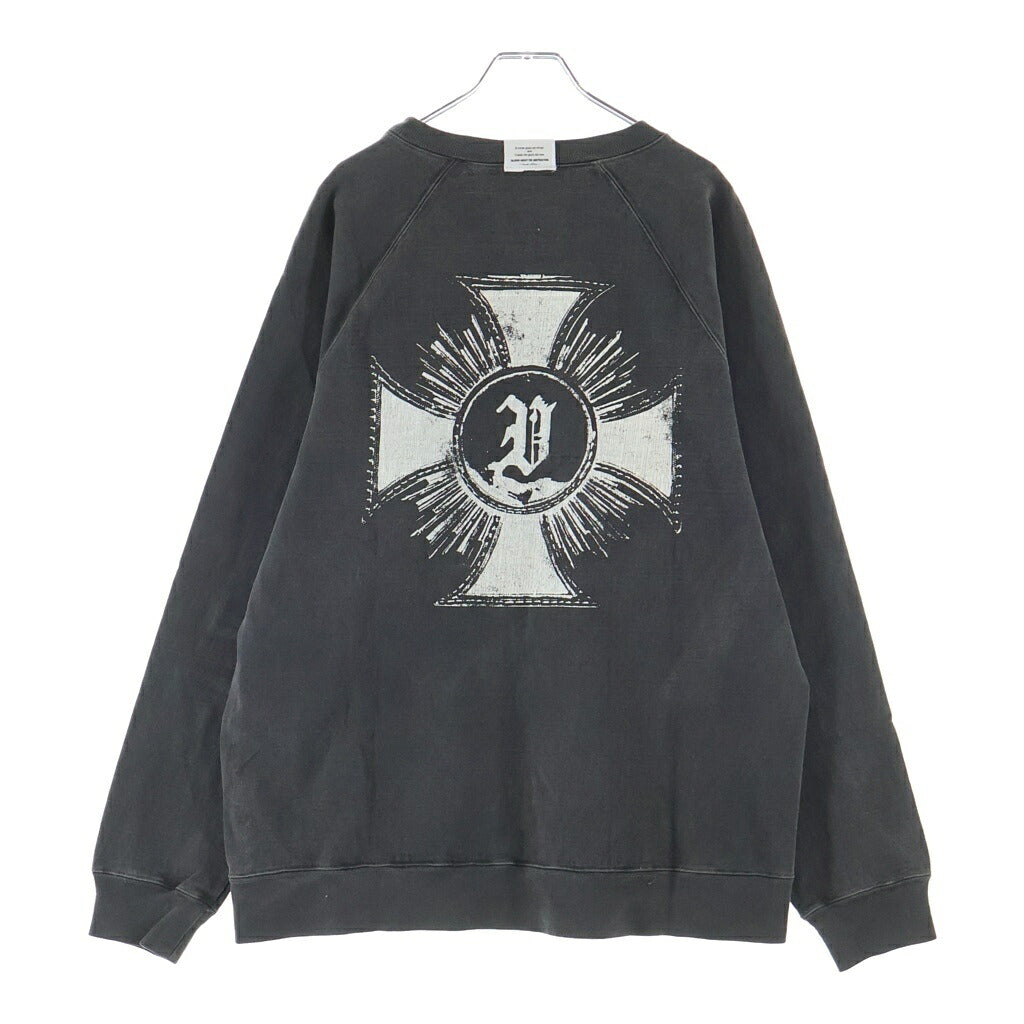 TALKING ABOUT THE ABSTRACTION(トーキング アバウト ザ アブストラクション) OVER DYE PRINT RAGLAN TEE 長袖 クルーネック カットソー ブラック 2526AW-LS-002
