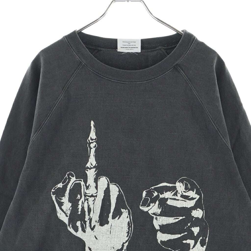 TALKING ABOUT THE ABSTRACTION(トーキング アバウト ザ アブストラクション) OVER DYE PRINT RAGLAN TEE 長袖 クルーネック カットソー ブラック 2526AW-LS-002