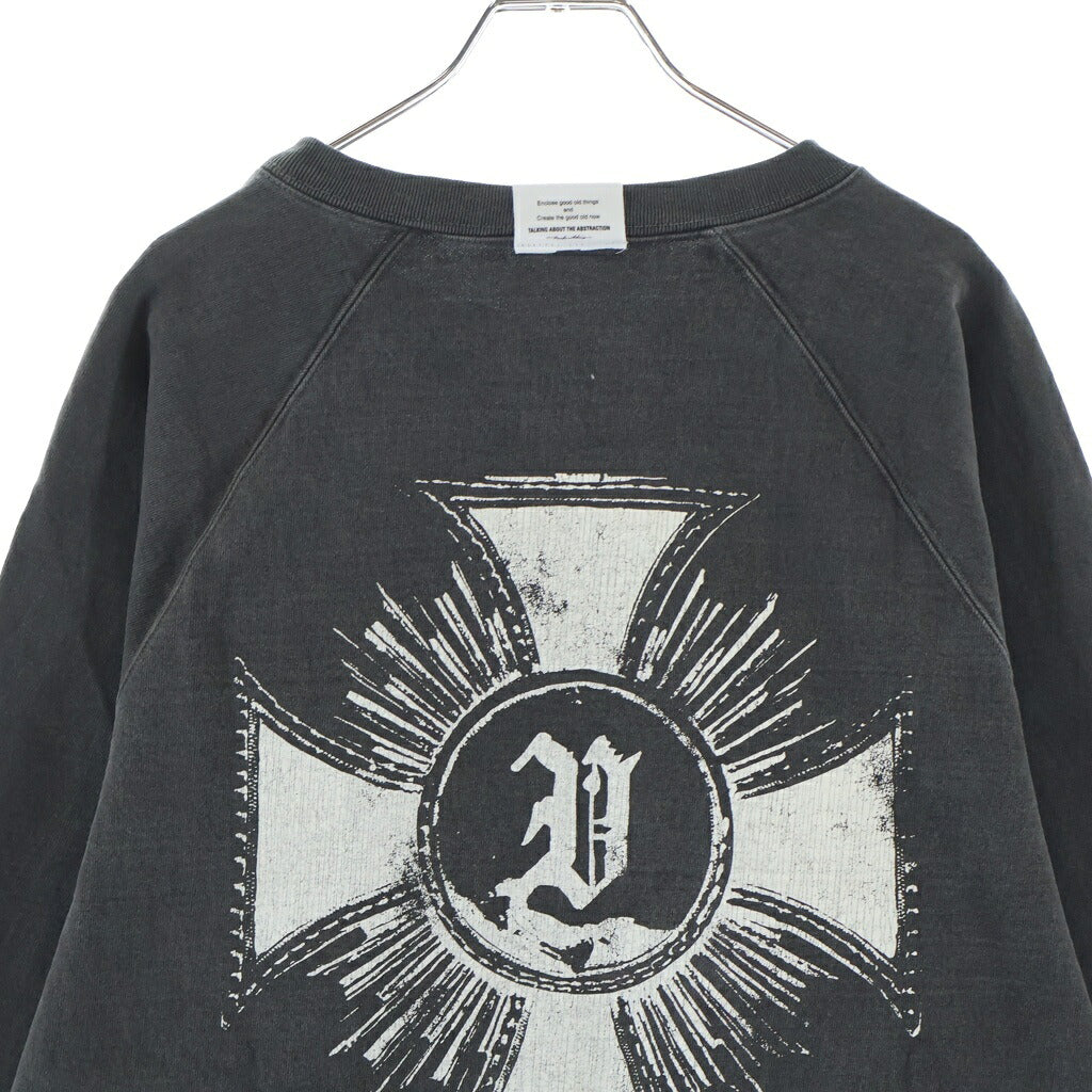 TALKING ABOUT THE ABSTRACTION(トーキング アバウト ザ アブストラクション) OVER DYE PRINT RAGLAN TEE 長袖 クルーネック カットソー ブラック 2526AW-LS-002