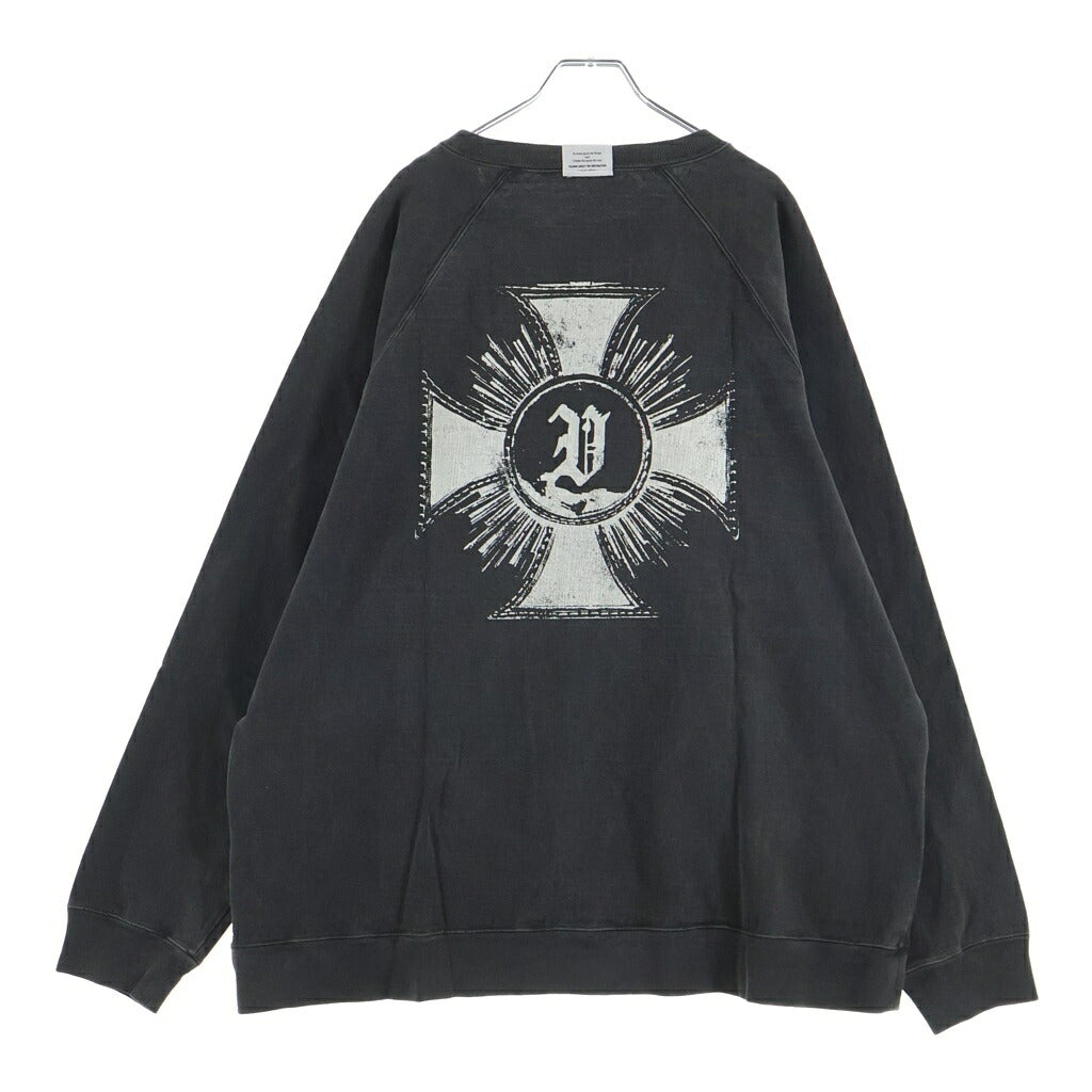 TALKING ABOUT THE ABSTRACTION(トーキング アバウト ザ アブストラクション) OVER DYE PRINT RAGLAN TEE 長袖 クルーネック カットソー ブラック 2526AW-LS-002