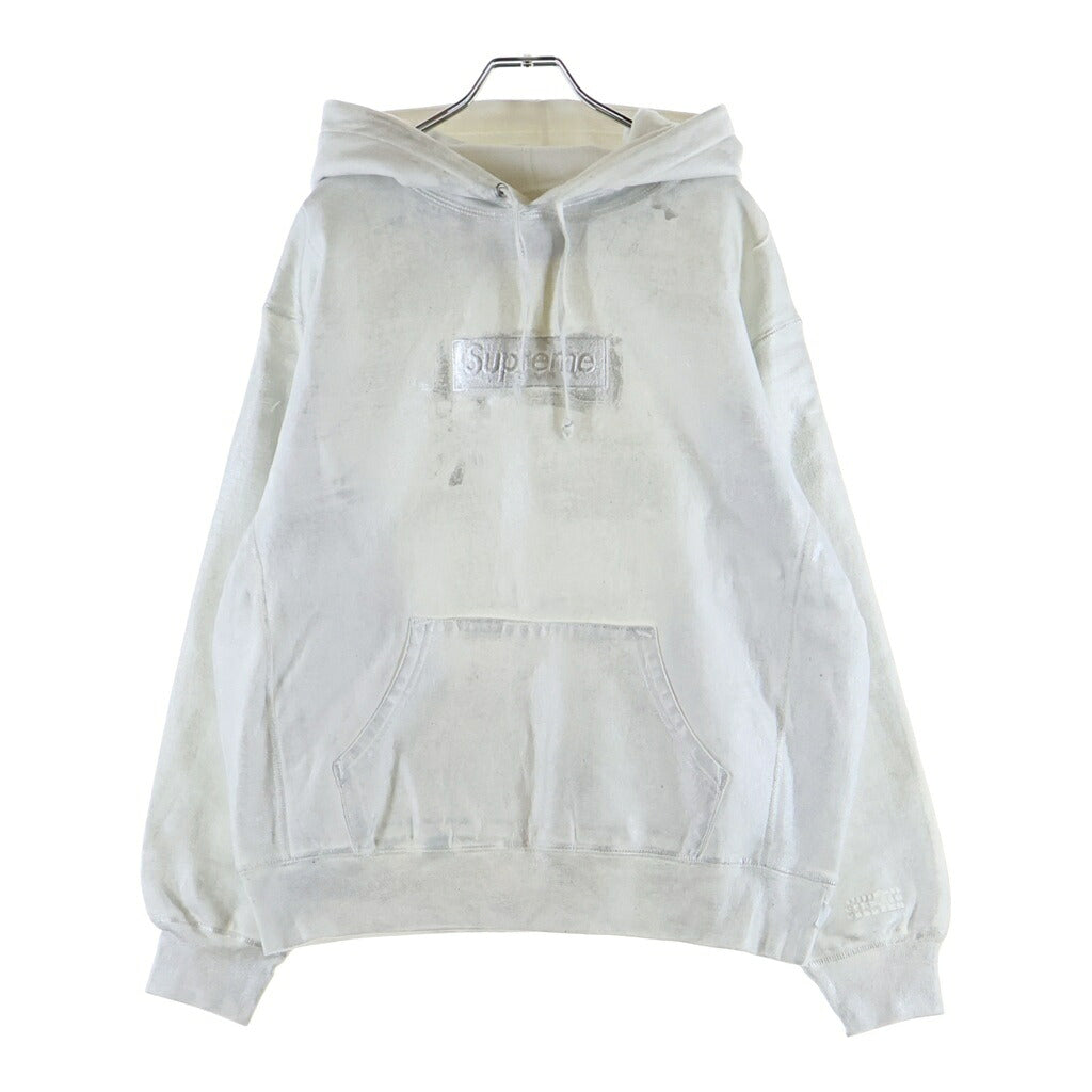 SUPREME(シュプリーム) 24SS ×MM6 Maison Margiela Foil Box Logo Hooded Sweatshirt エムエムシックスメゾンマルジェラ ボックスロゴ プルオーバーパーカー フーディー ホワイト