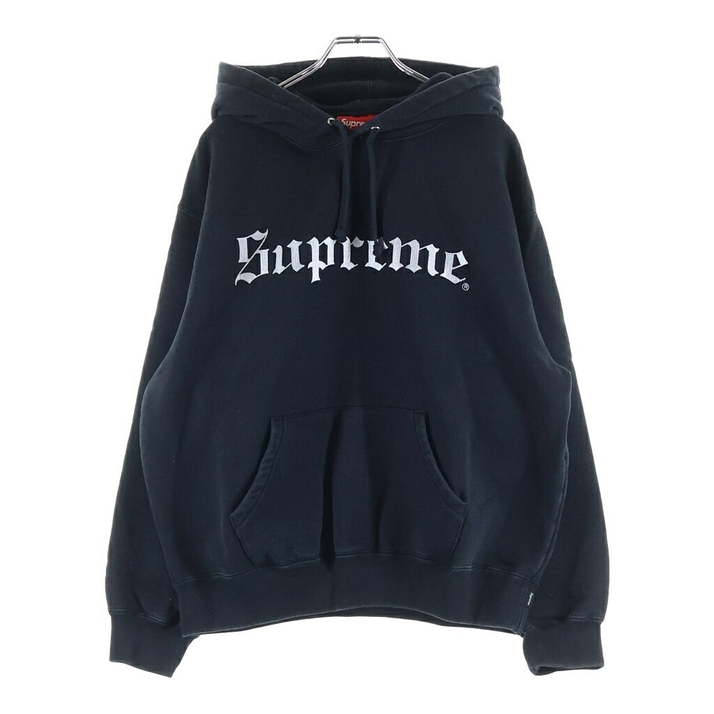 SUPREME(シュプリーム) 25AW Washed Old English Hooded Sweatshirt ウォッシュド加工 フロントロゴプリント プルオーバーパーカー ブラック