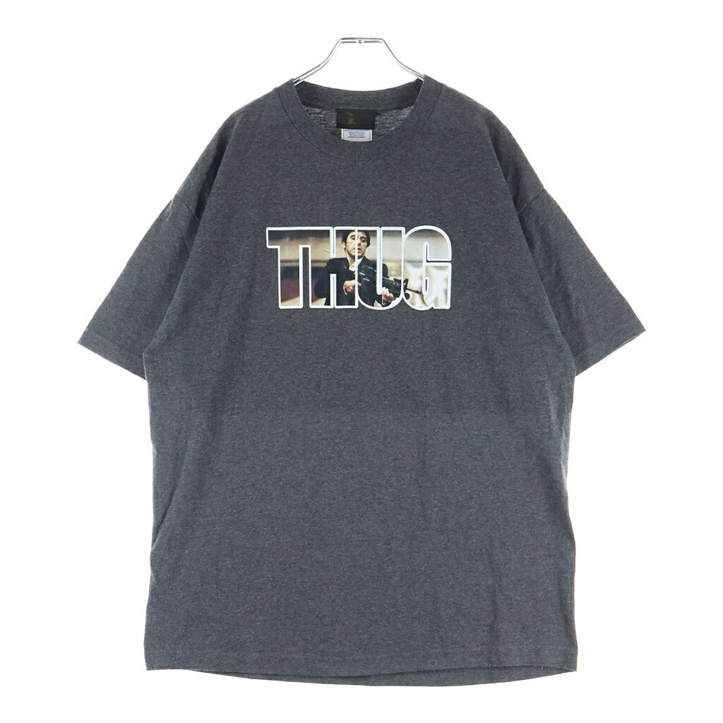 VINTAGE(ヴィンテージ) SCARFACE THUG スカーフェイス サグ フロントプリント クルーネック半袖Tシャツ ショートスリーブカットソー グレー